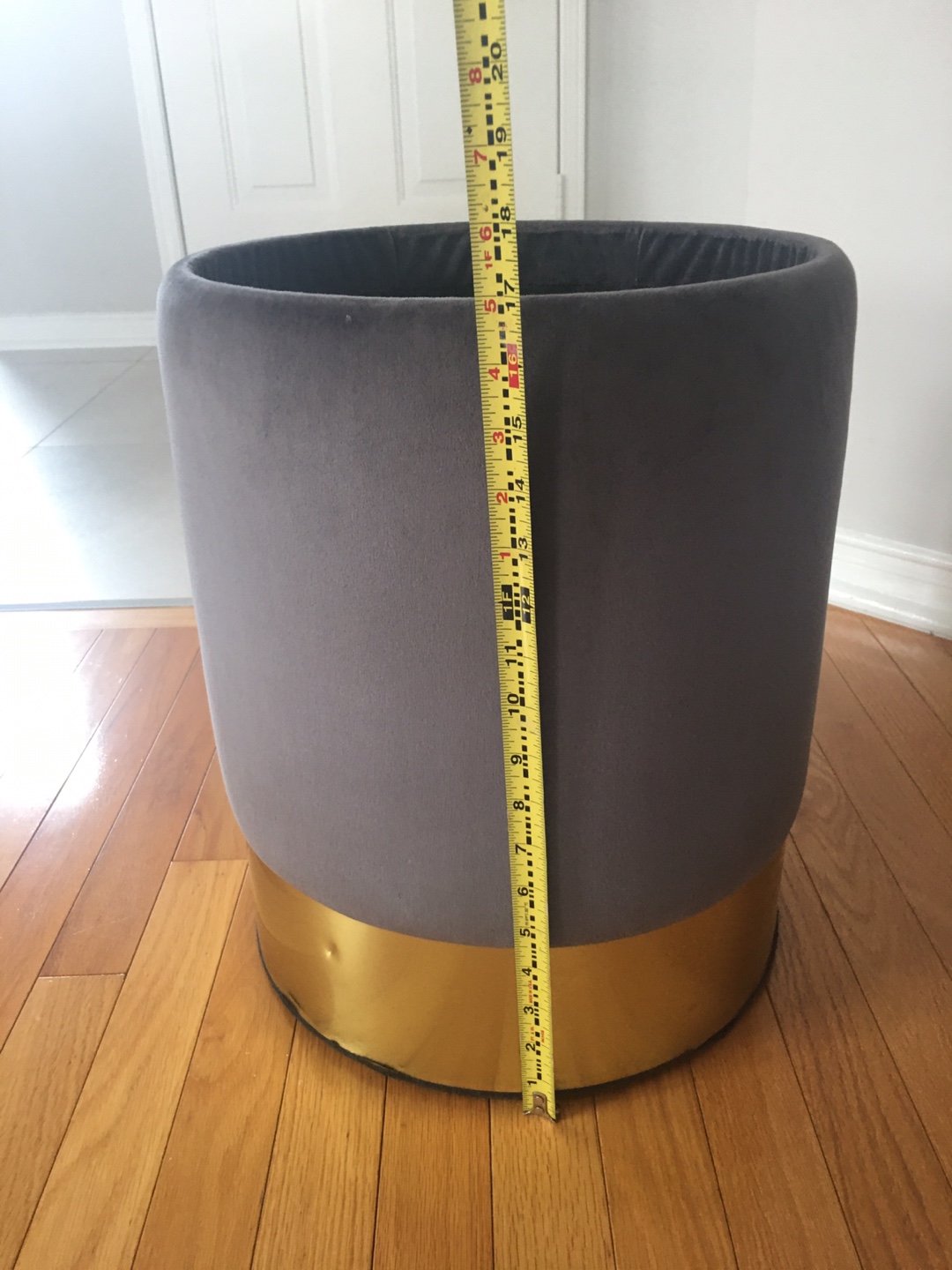 Grey Velvet Storage  with Gold Base - photo 5