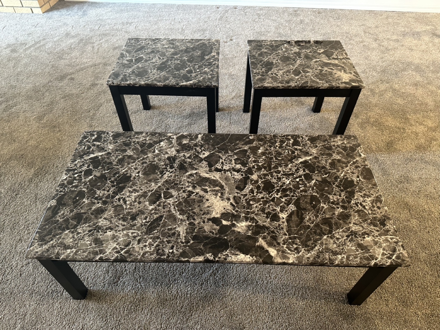 Three-piece Marble Coffee Table Set
