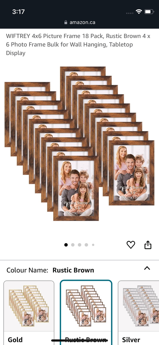 18-Pack Rustic Brown 4x6 Picture Frames