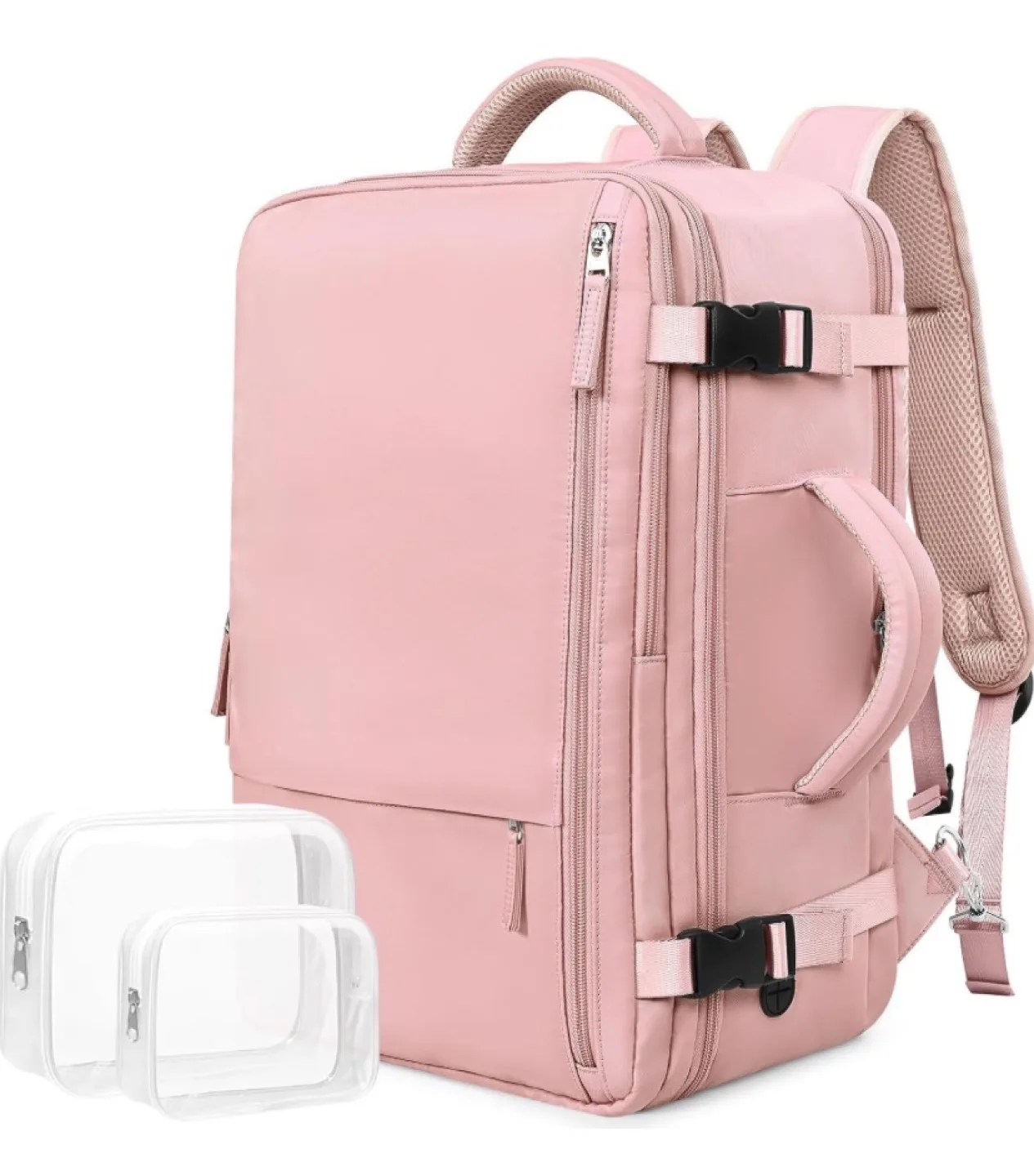 Pink Dual-Purpose Backpack - Carry-on Travel Bag image indicator(3)