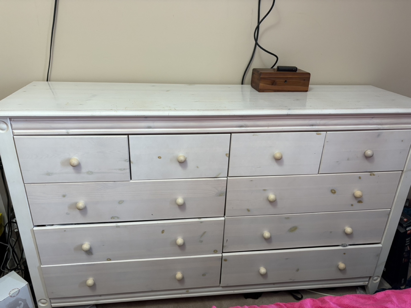 Light Pink 2 Wooden Dressers and 2 night stands