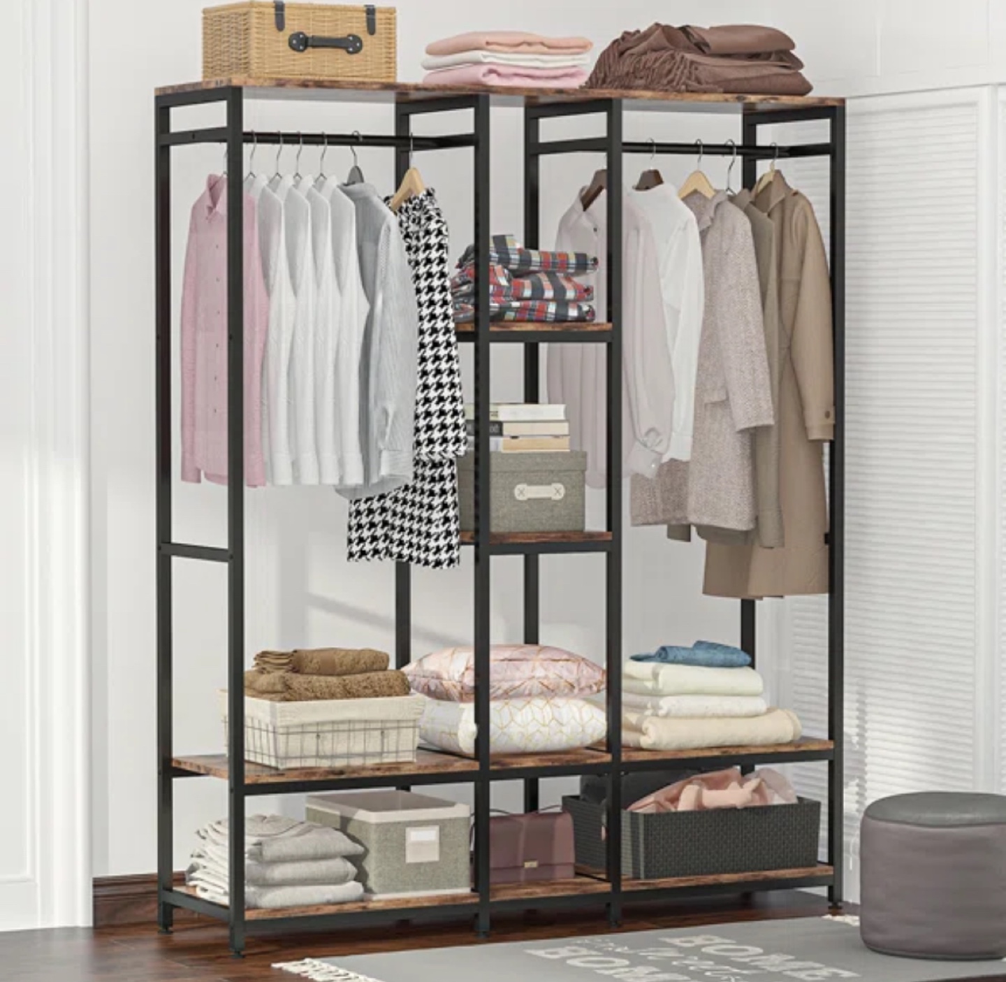 Clothing Rack w/Shelves and Light Kit