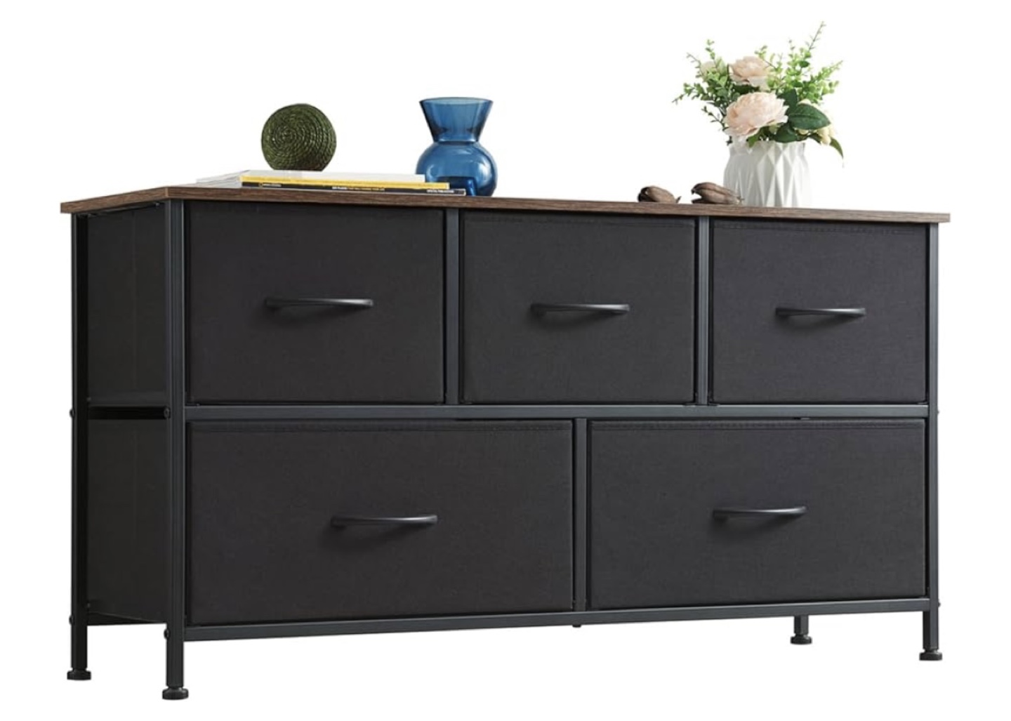 Five-Drawer Storage Organizer - Black & Brown