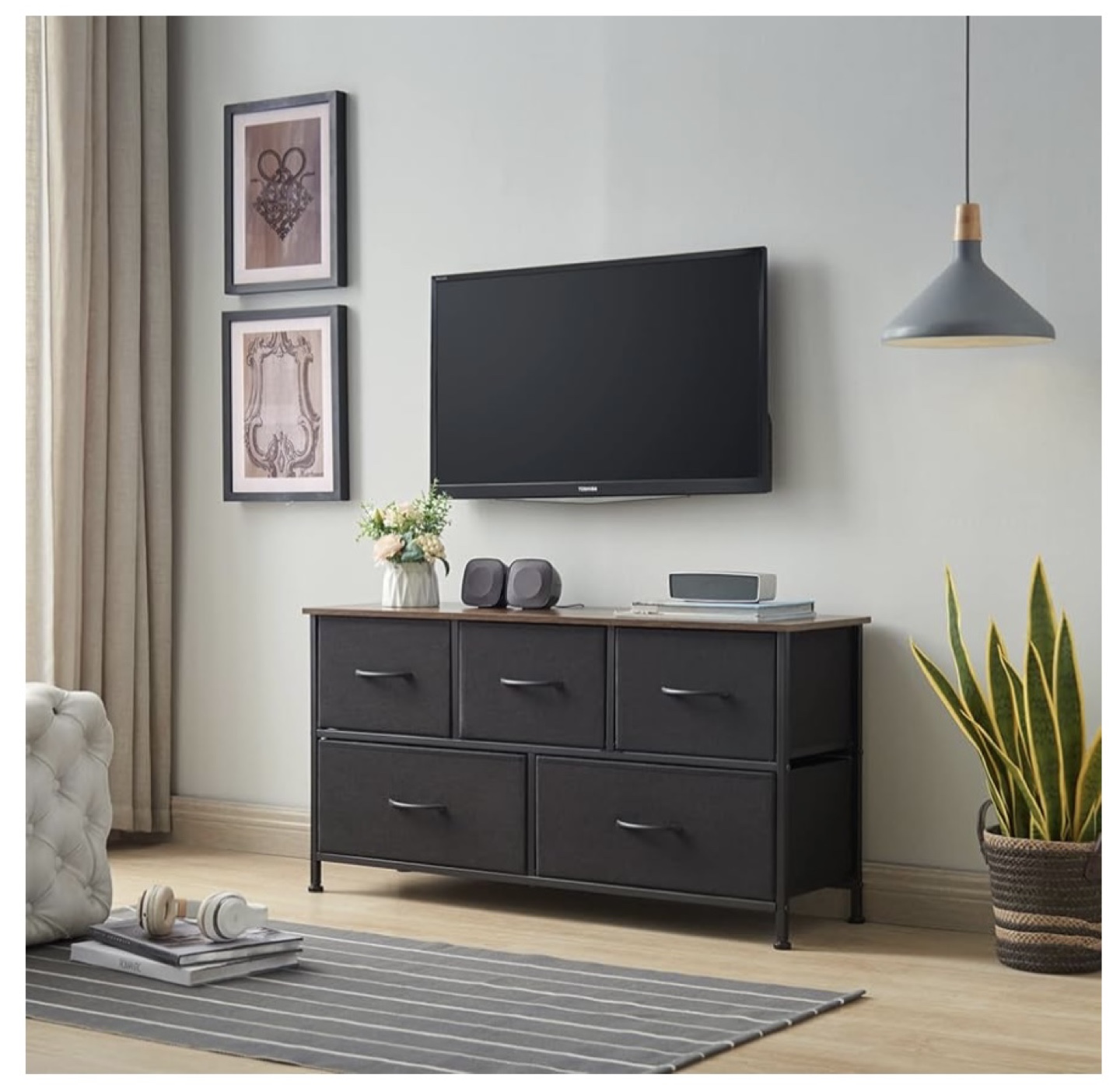 Five-Drawer Storage Organizer - Black & Brown - photo 4