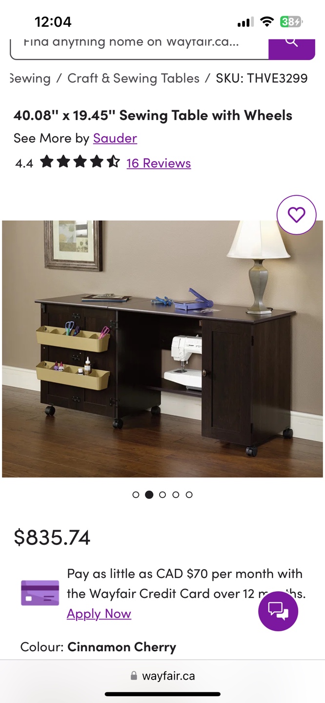 New Sauder Sewing Table with Wheels - photo 2