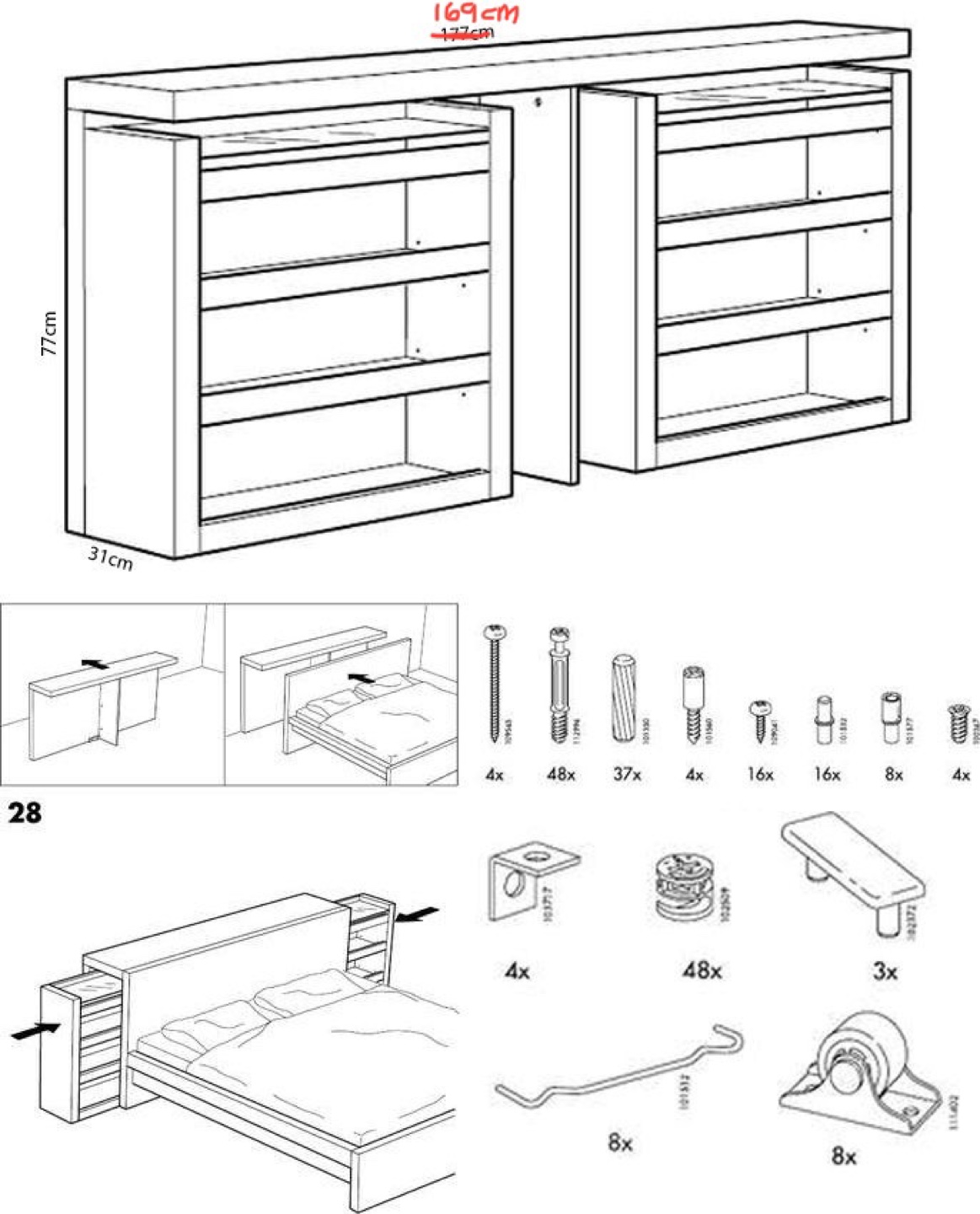 IKEA MALM Queen Headboard with Built-in Nightstands - photo 3