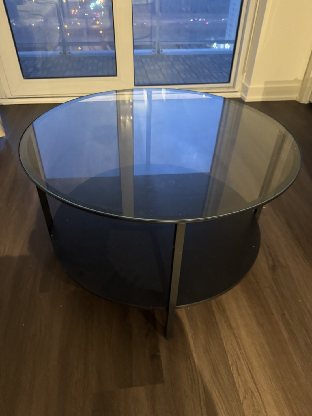 Glass Top Coffee Table with Black Metal Frame - photo 2