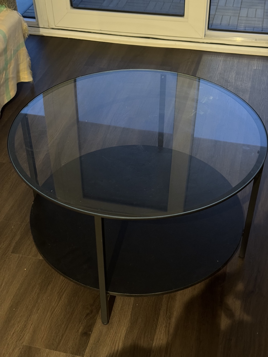 Glass Top Coffee Table with Black Metal Frame