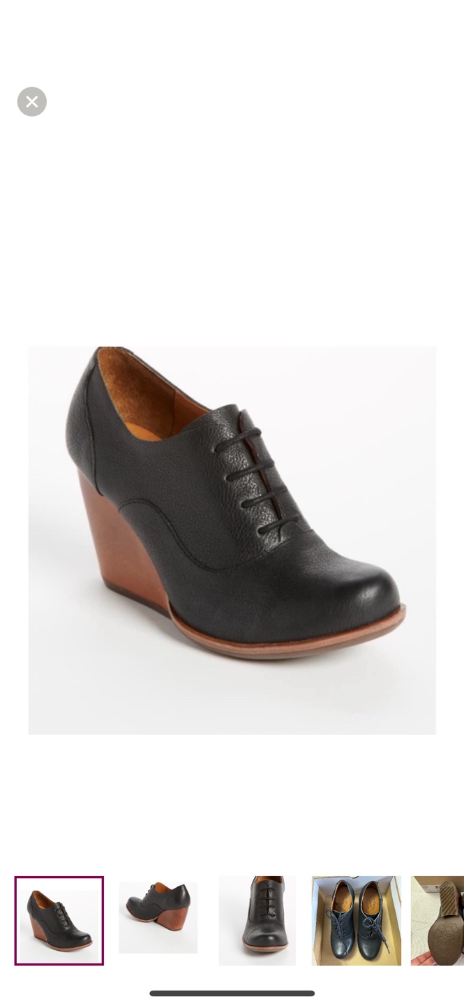 Cork Ease Black Leather Wedge Oxfords