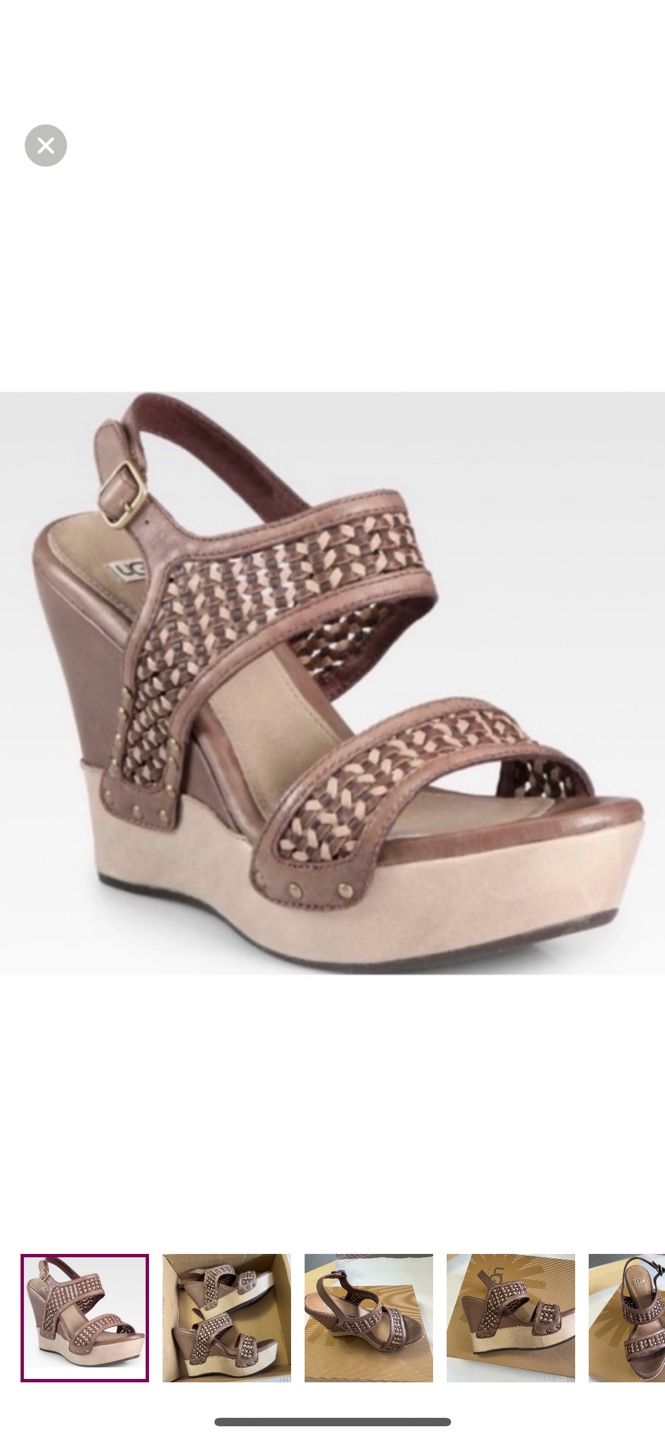 UGG Australia Women's Brown Leather Wedge Sandals
