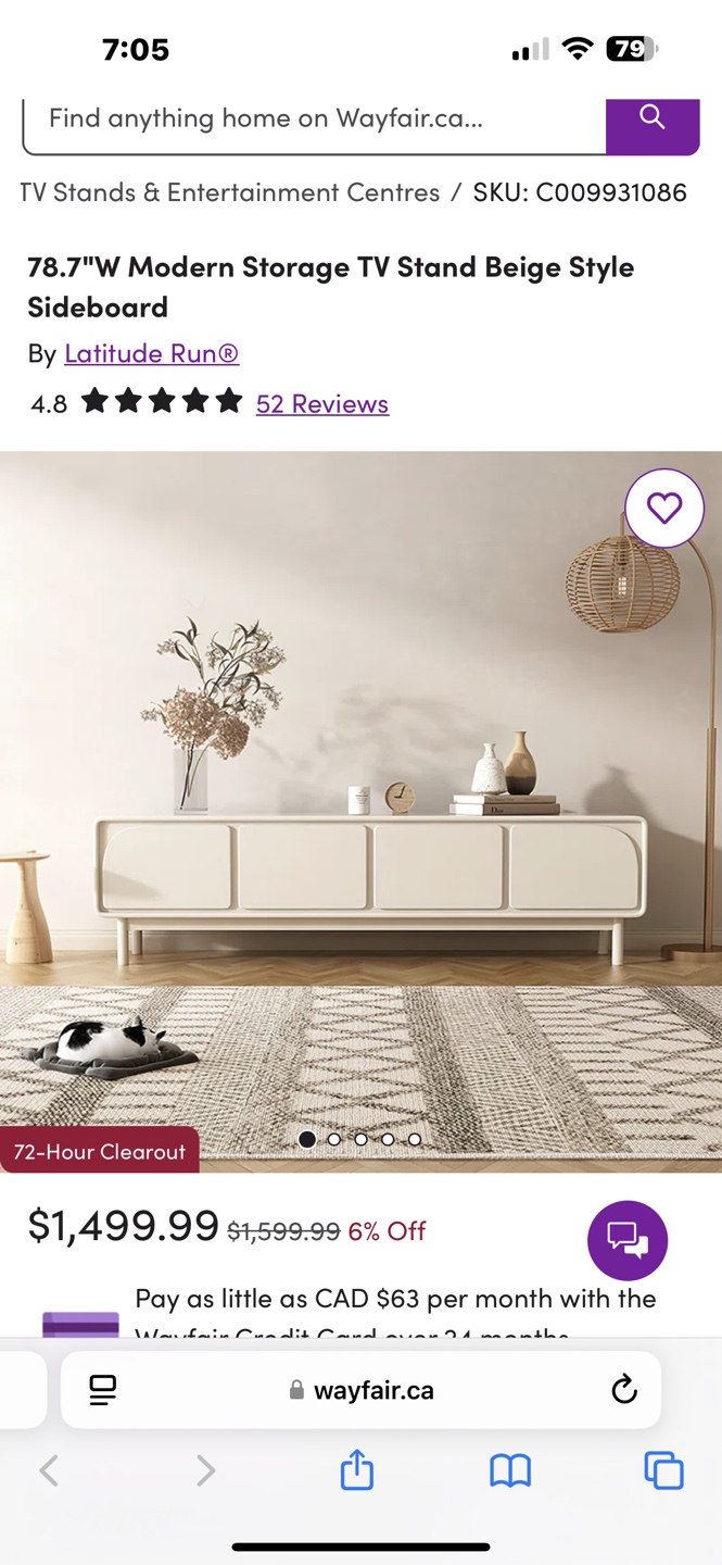 Latitude Run® 78.7" Modern Storage TV Stand - Beige