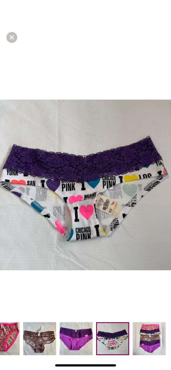 Five Pairs of Victoria's Secret PINK Hipster Underwear image indicator(5)