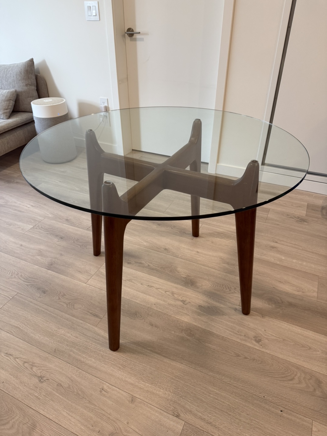 Crate & Barrel Tate 42" Round Glass Dining Table - photo 3