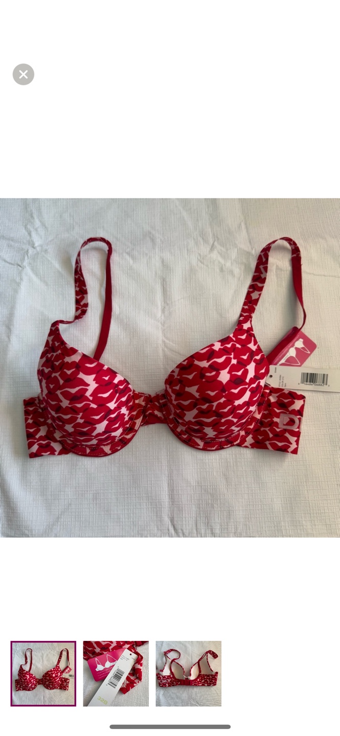 Natori Women's 32B Red Kiss Print Demi Bra