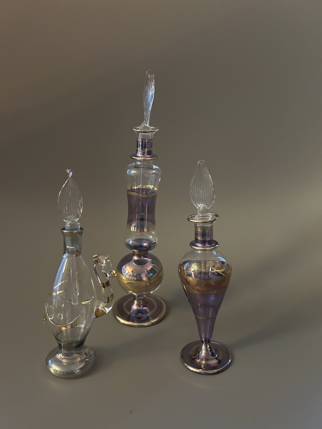 3 Egyptian Hand Blown Glass Perfume Bottles 🇪🇬