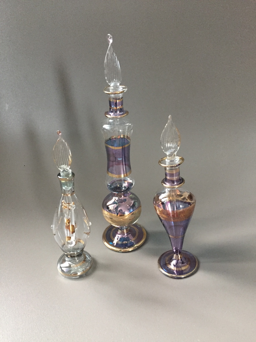 3 Egyptian Hand Blown Glass Perfume Bottles 🇪🇬 - photo 3