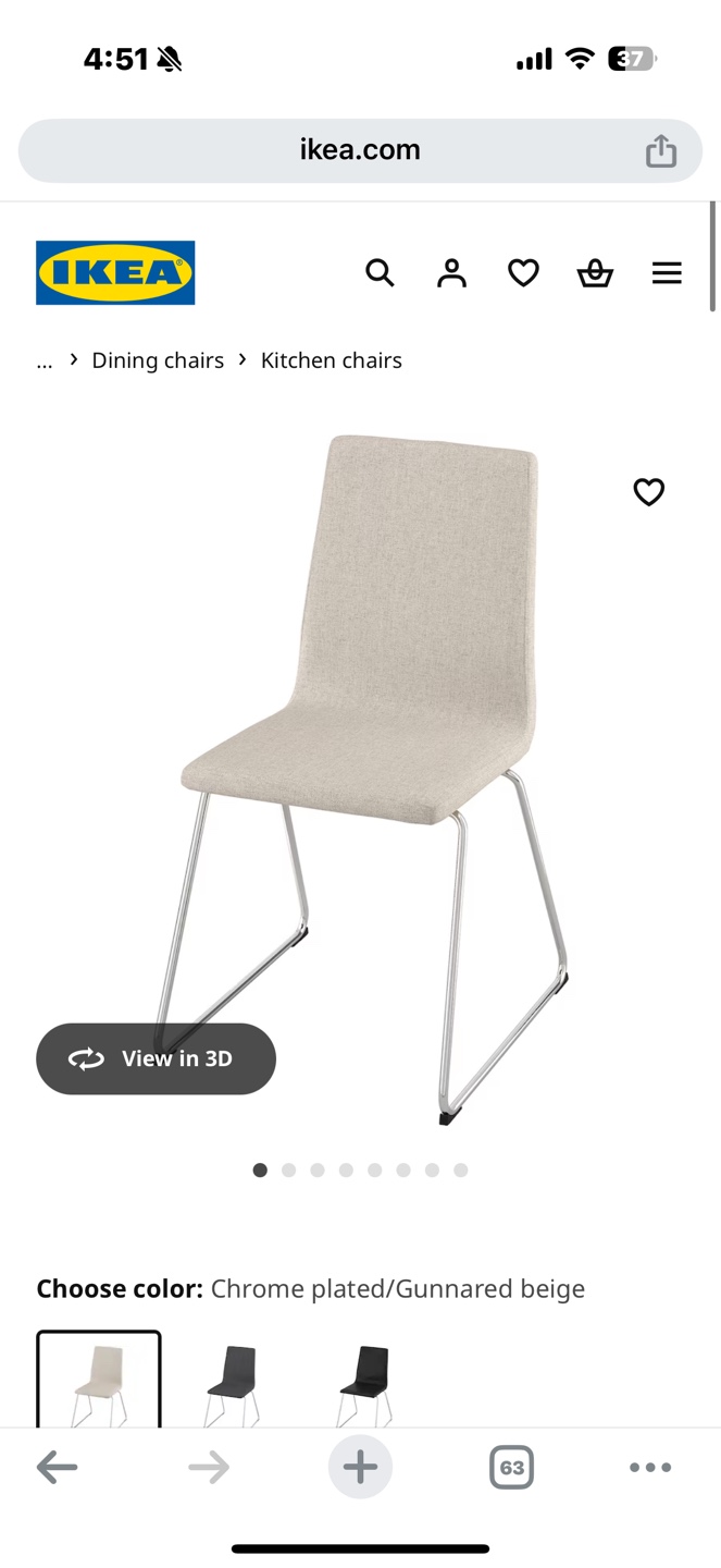 Pair of IKEA NILSINE Dining Chairs (4 chairs) - Beige