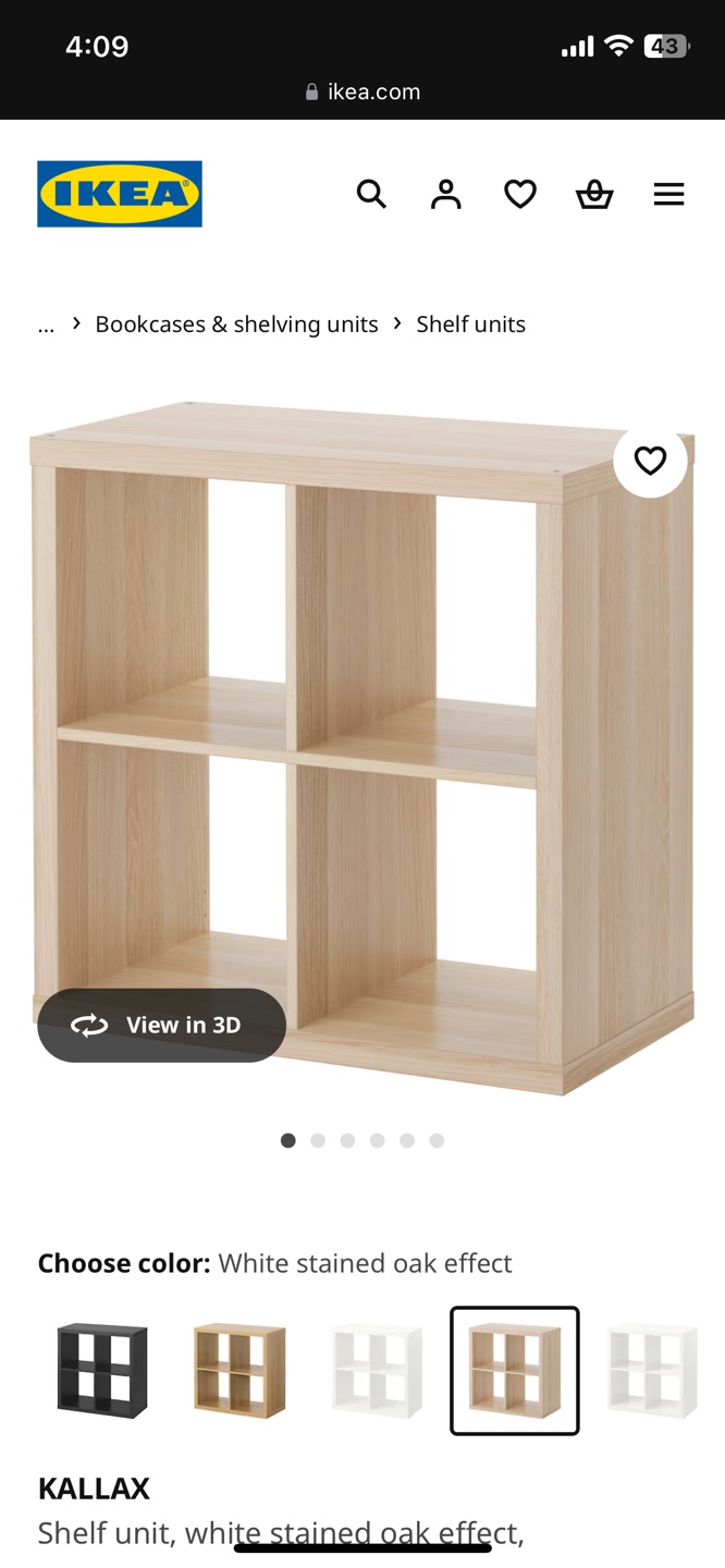 IKEA KALLAX Shelf Unit - White Stained Oak Effect