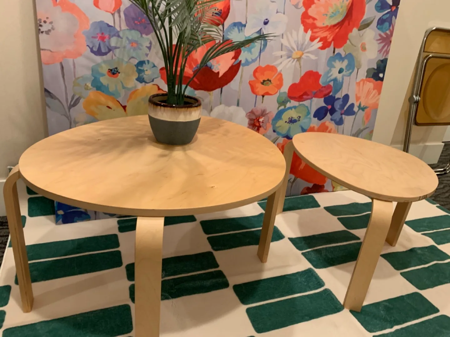 💚☁️SO SOFT! French Retro Green/Cream Geometric Area Rug image indicator(10)