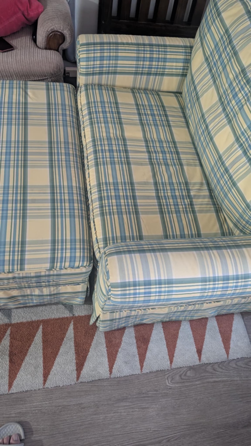 2 Seater Armchair and Ottoman Set - Plaid Upholstery - photo 4