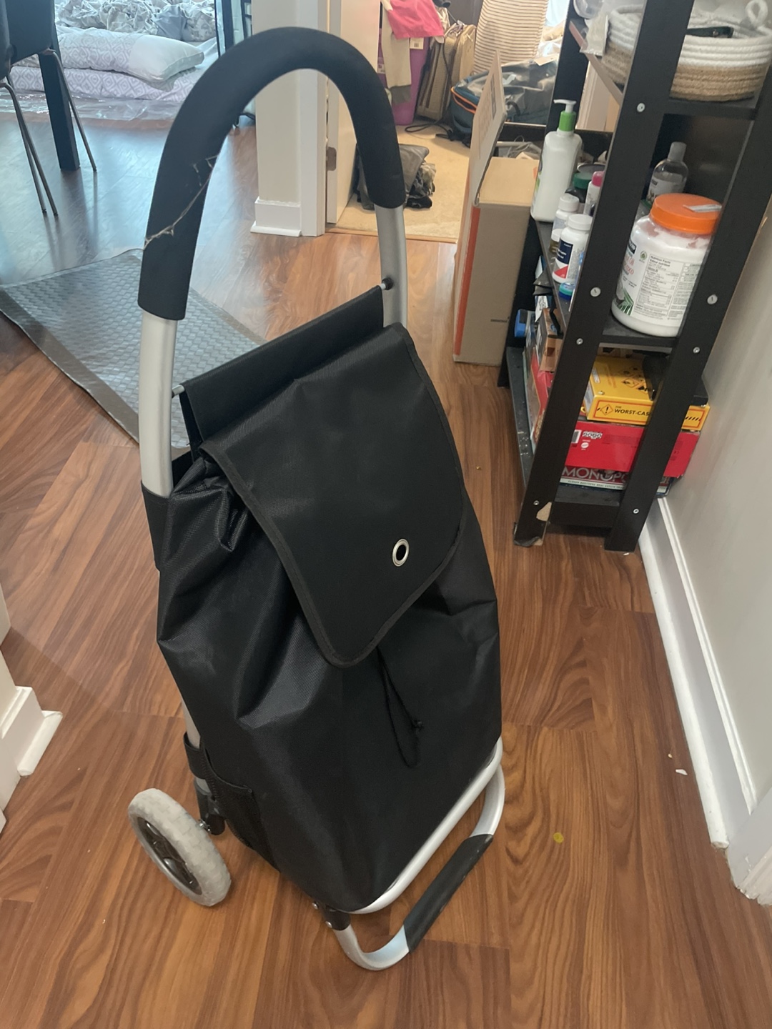 Black Shopping Cart with Wheels