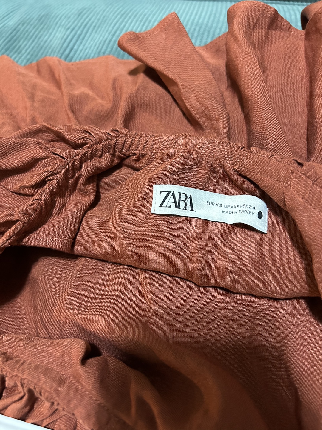 Rust-coloured Zara Off-the-Shoulder Maxi Dress - photo 3