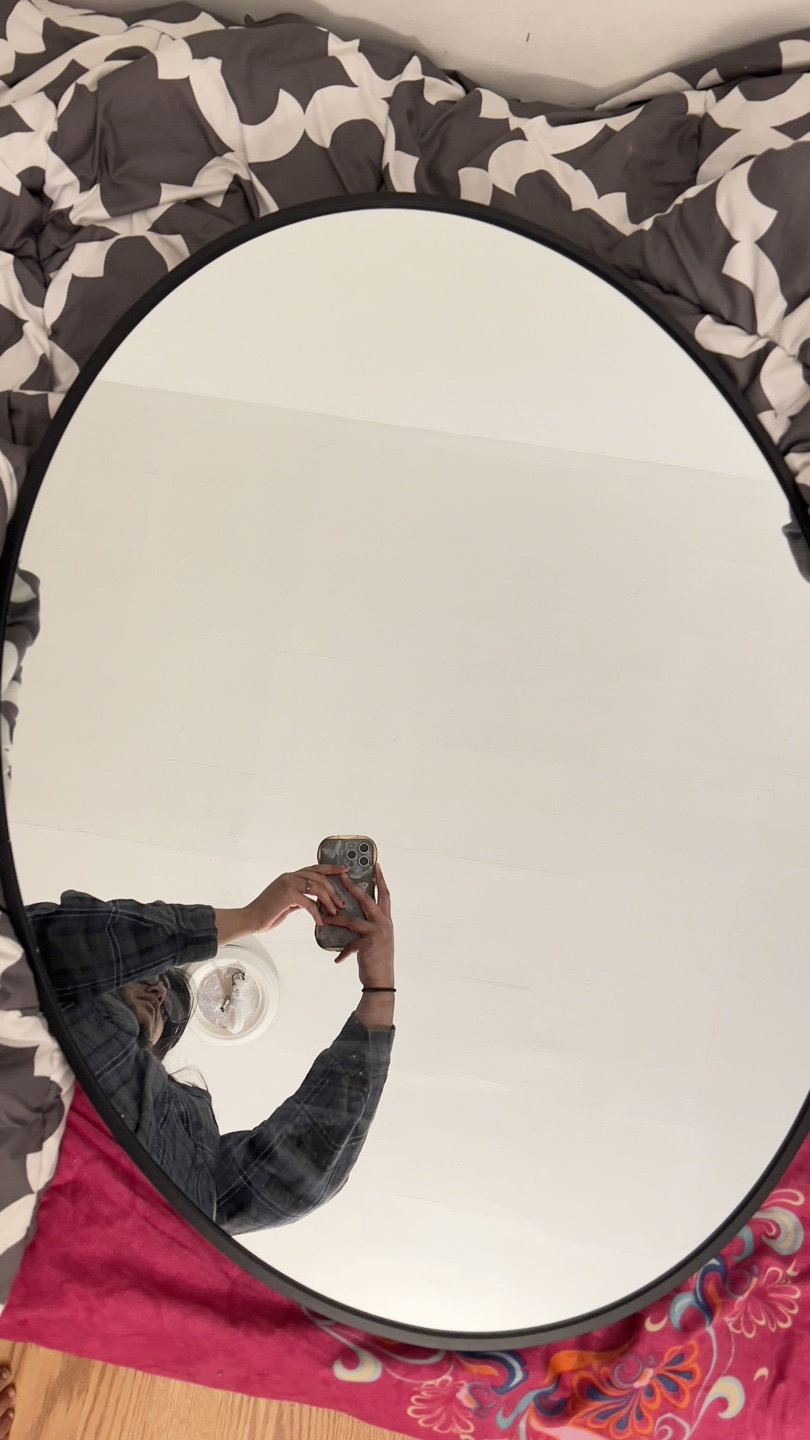 Large Round Wall Mirror with Black Frame - photo 2
