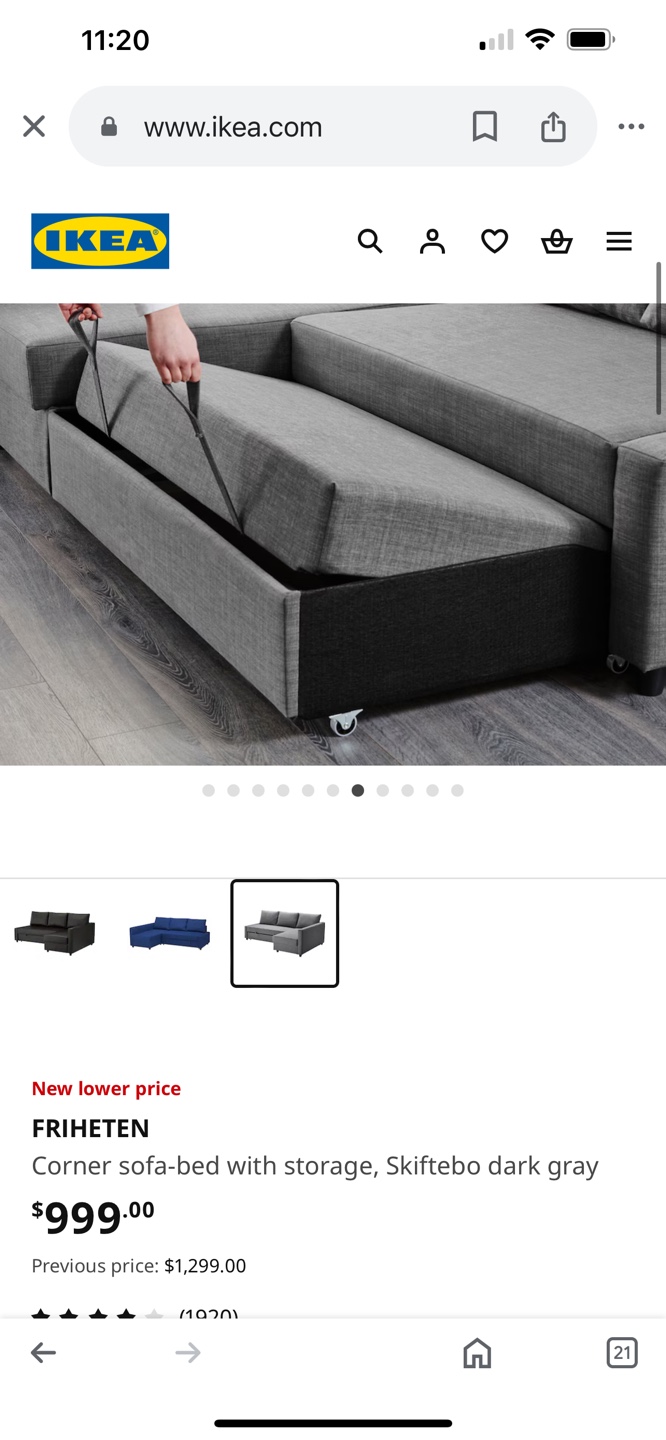 IKEA FRIHETEN Corner Sofa-Bed with Storage - Dark Grey - photo 3