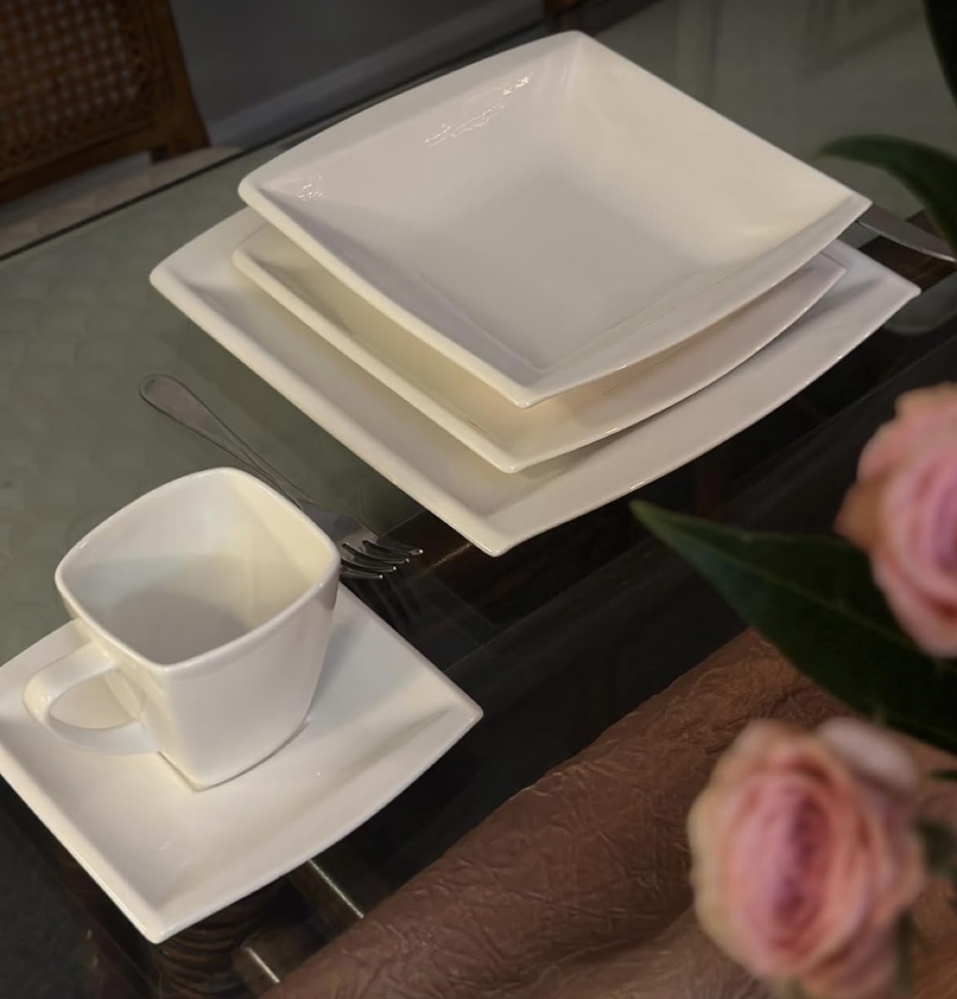 MALACASA 30-Piece Square BRAND NEW Dinnerware Set, Series Blanc - photo 3