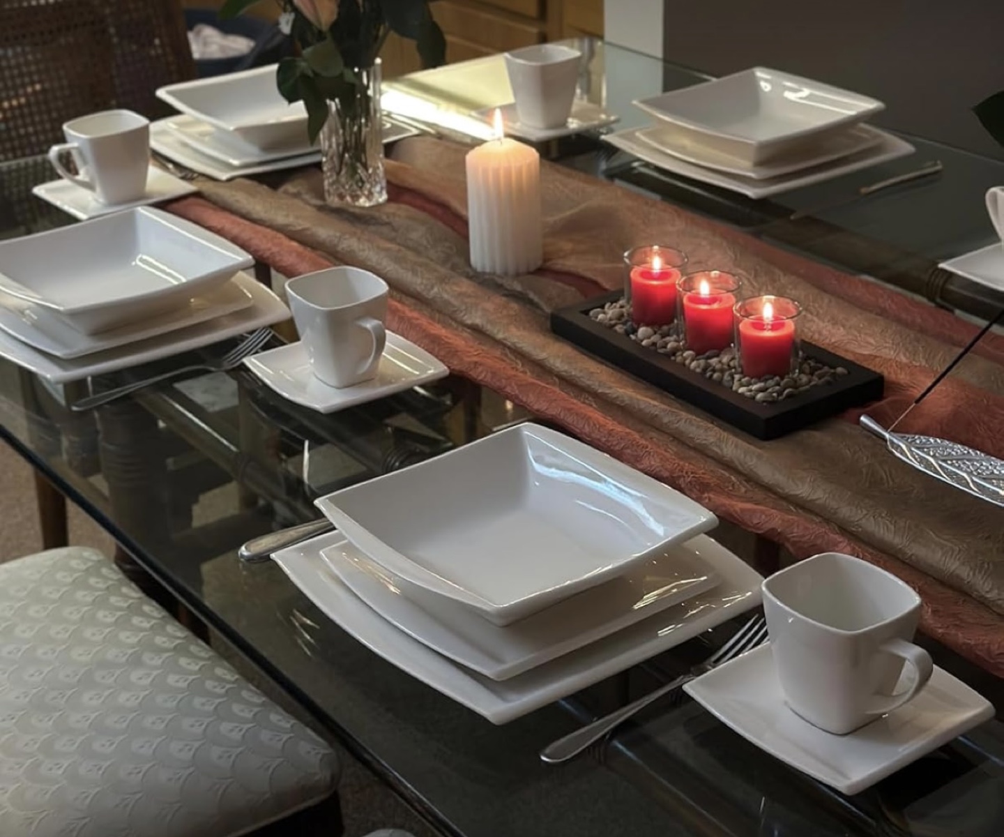 MALACASA 30-Piece Square BRAND NEW Dinnerware Set, Series Blanc - photo 2