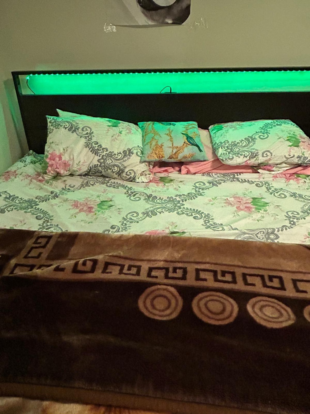 King Size Bed Frame with LED Headboard