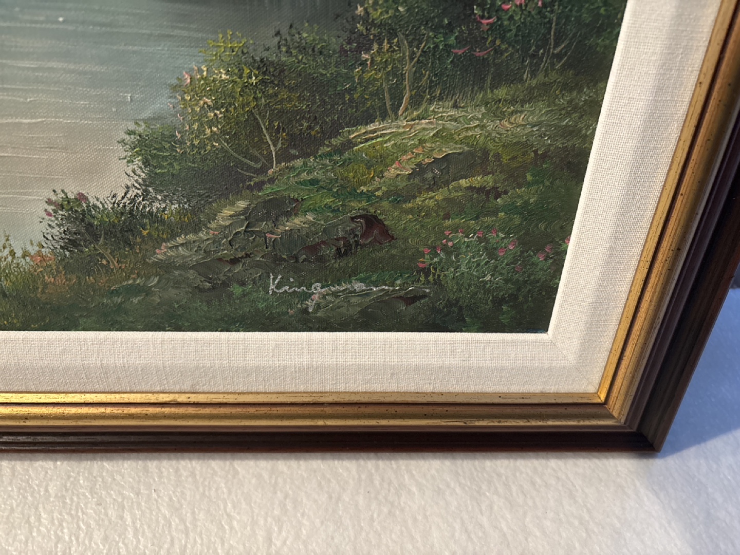 Framed Landscape Painting with Cows - photo 2