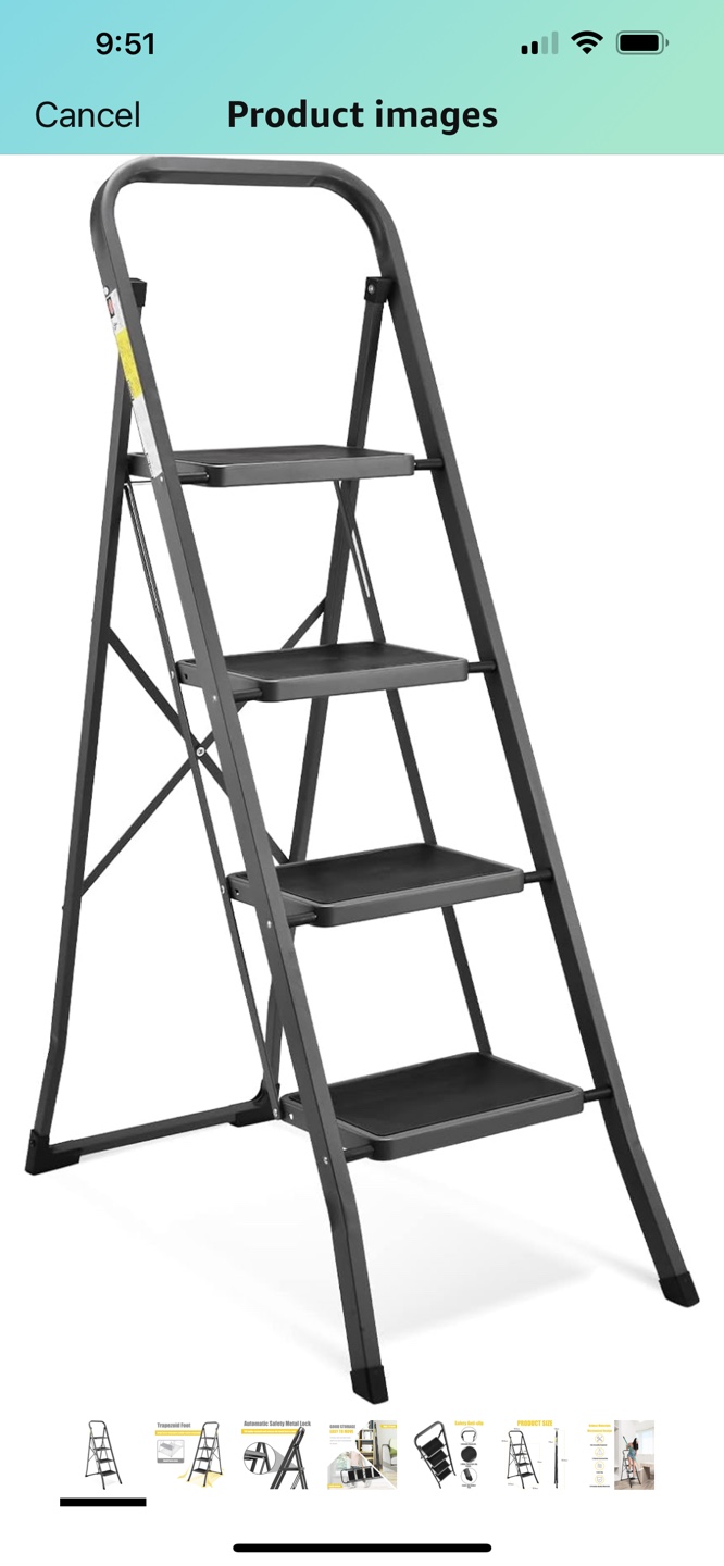 4-Step Metal Step Ladder with Safety Features