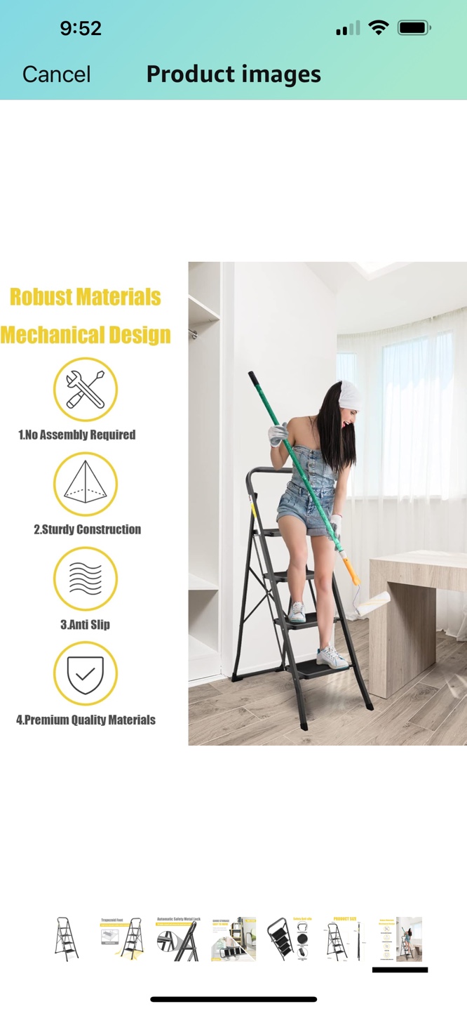 4-Step Metal Step Ladder with Safety Features - photo 5