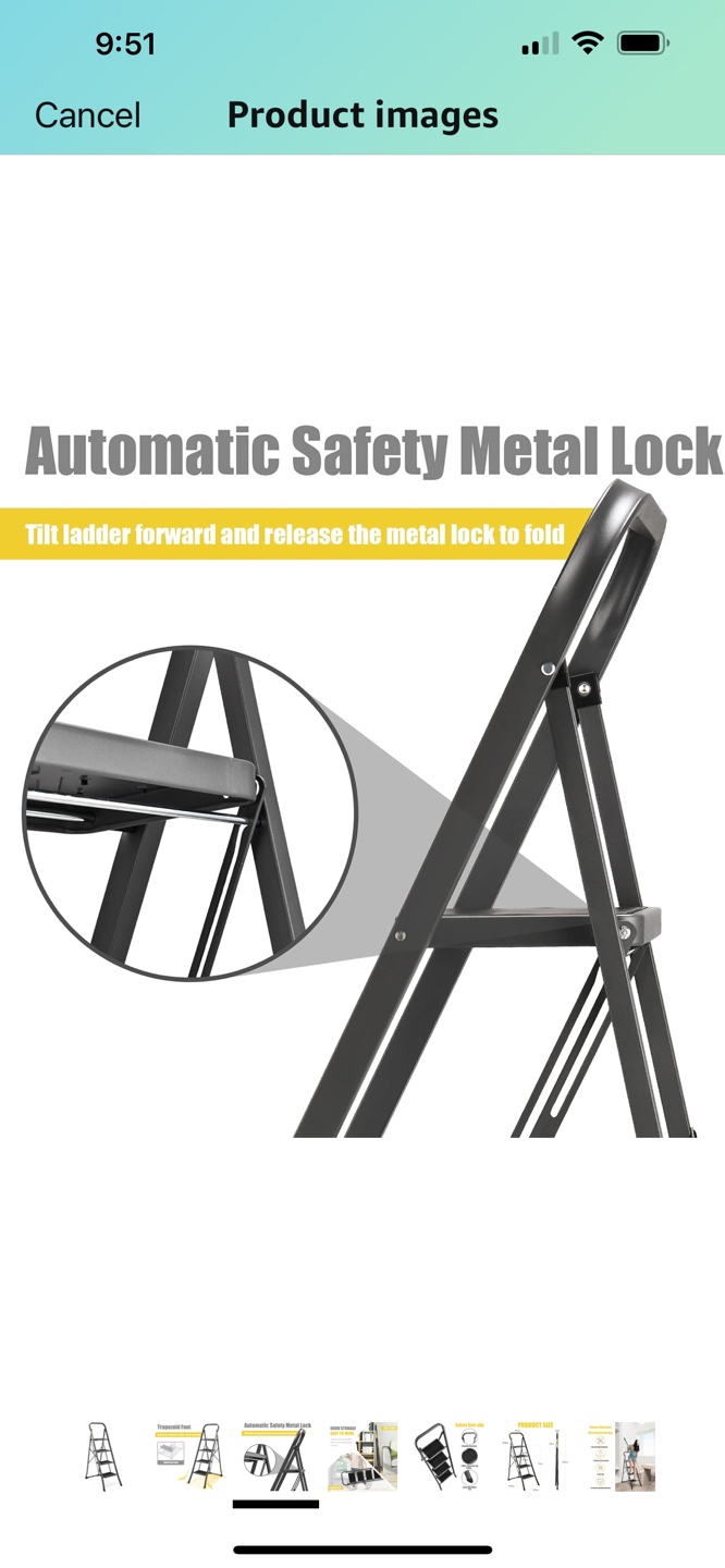 4-Step Metal Step Ladder with Safety Features - photo 2
