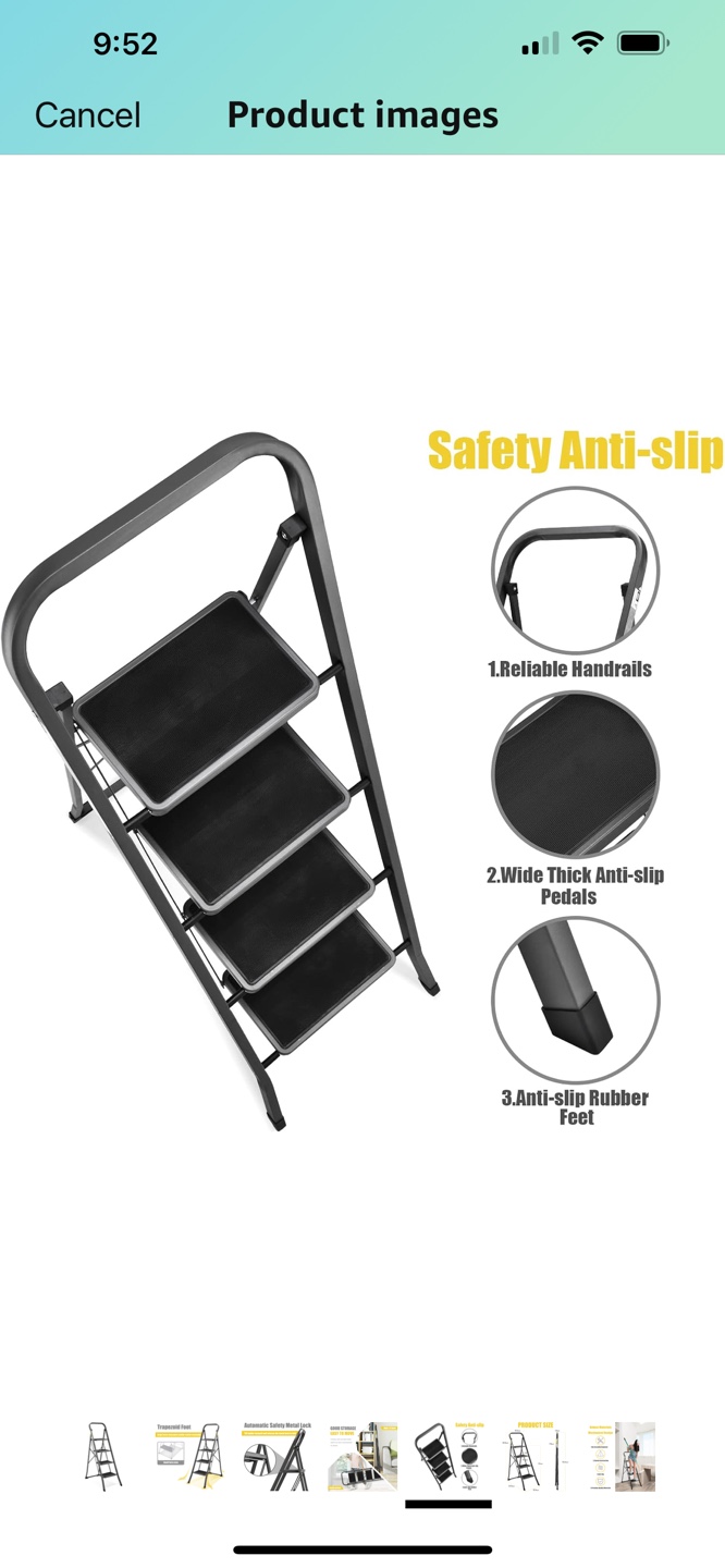 4-Step Metal Step Ladder with Safety Features - photo 3
