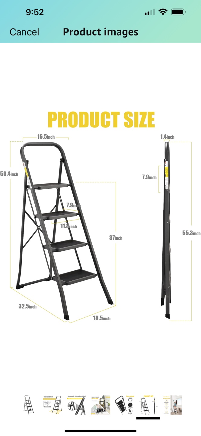4-Step Metal Step Ladder with Safety Features - photo 4
