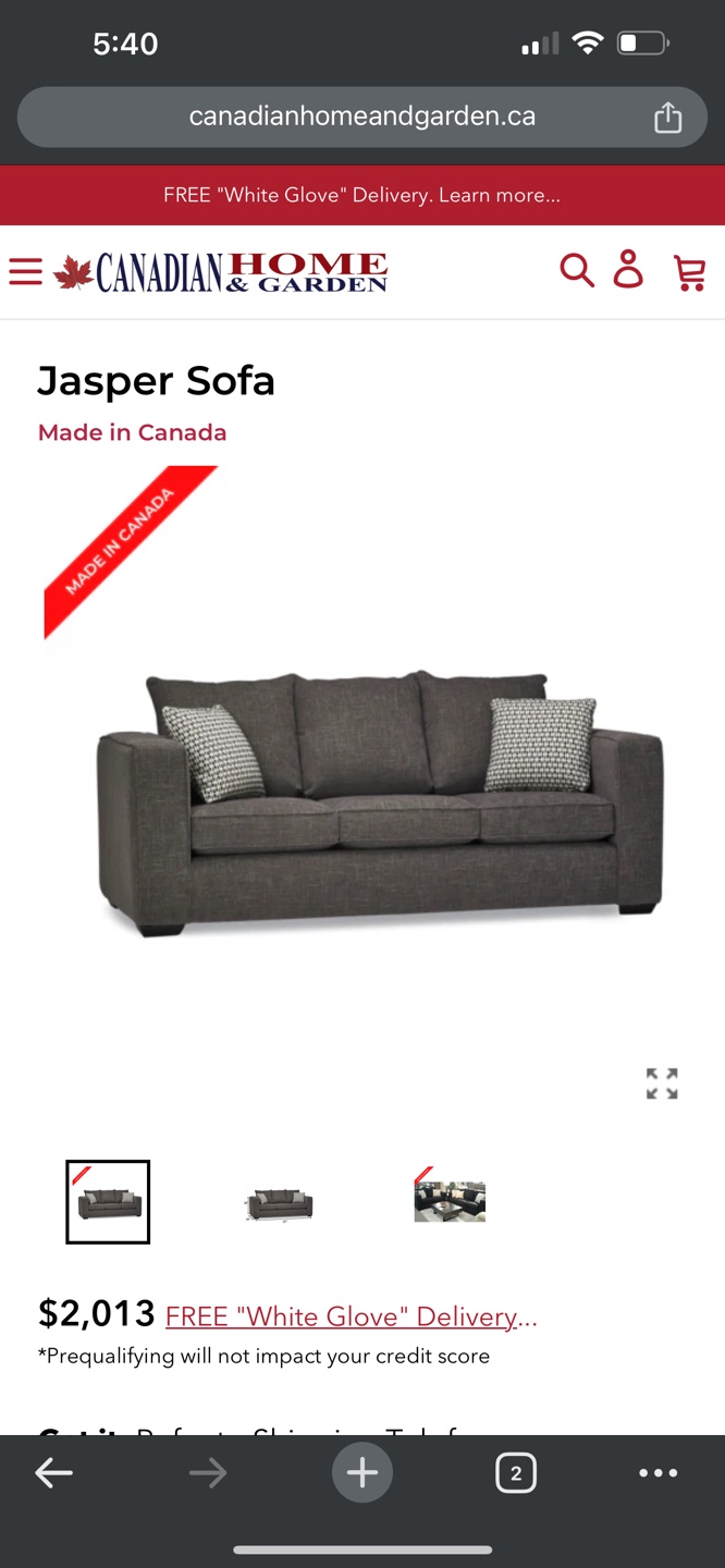 Canadian Home and Garden Jasper Sofa - Grey - photo 4