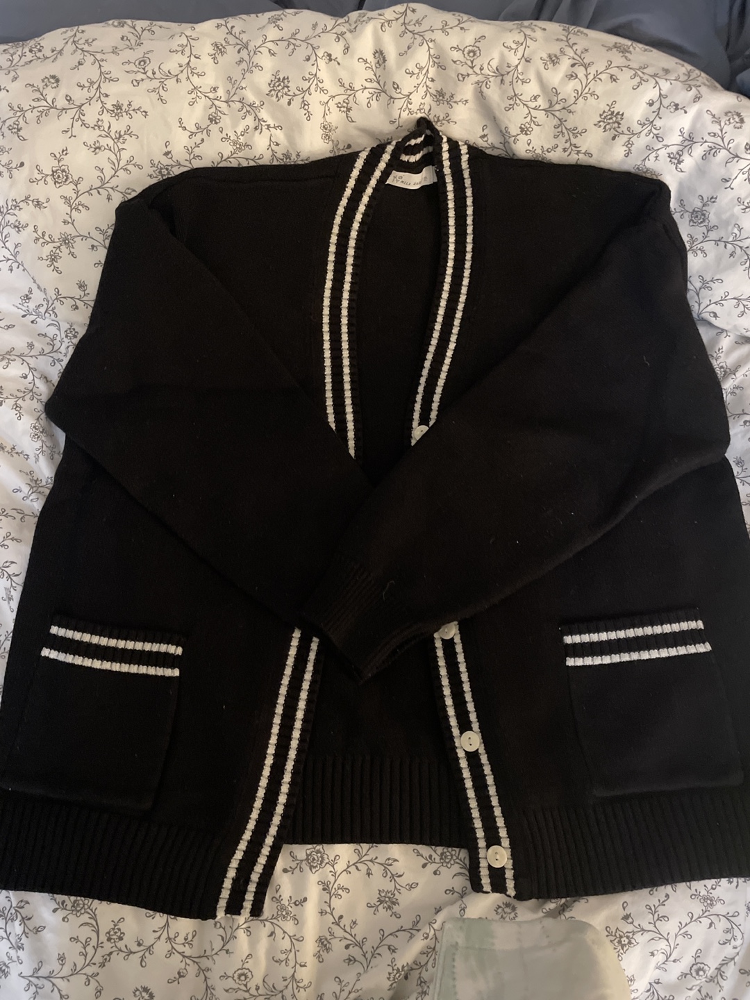 Black and White Knit Cardigan