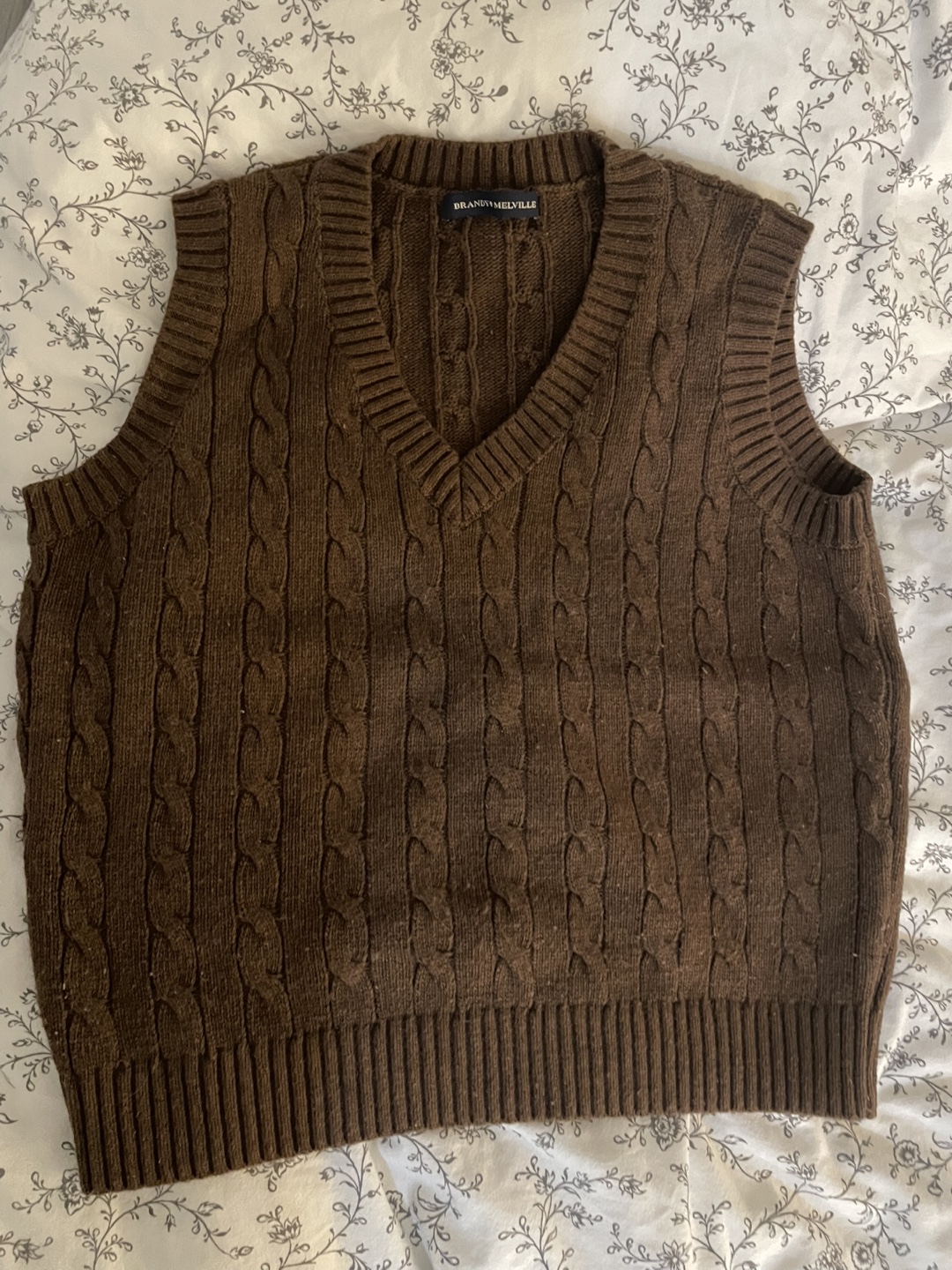 Brandy Melville Brown Cable Knit Vest
