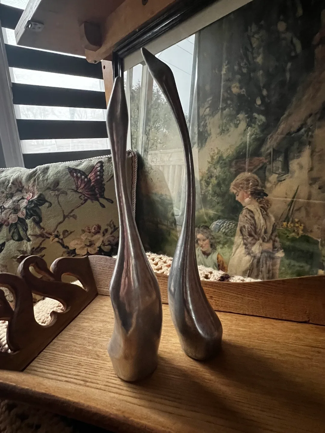 Hoselton Modern Sheldon Co. Aluminum Swan Figurines thumbnail