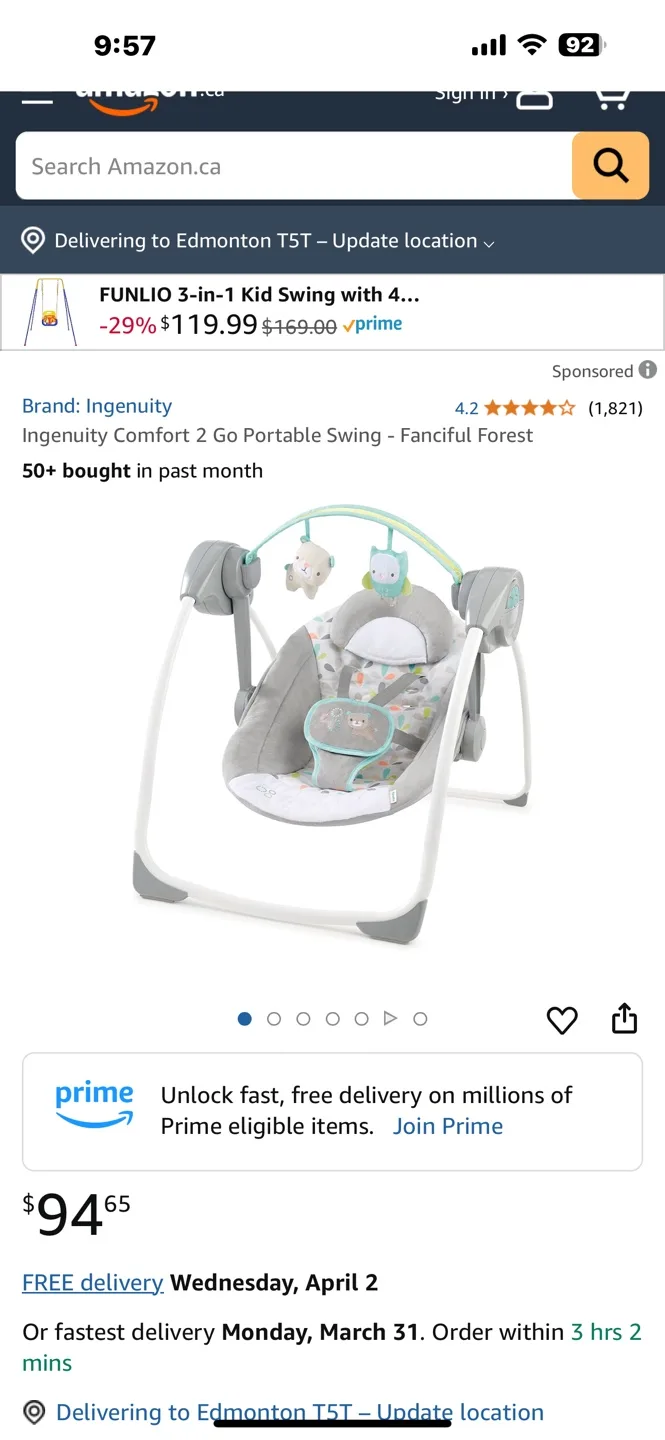 Ingenuity Cozy Kingdom Portable Baby Swing image indicator(2)