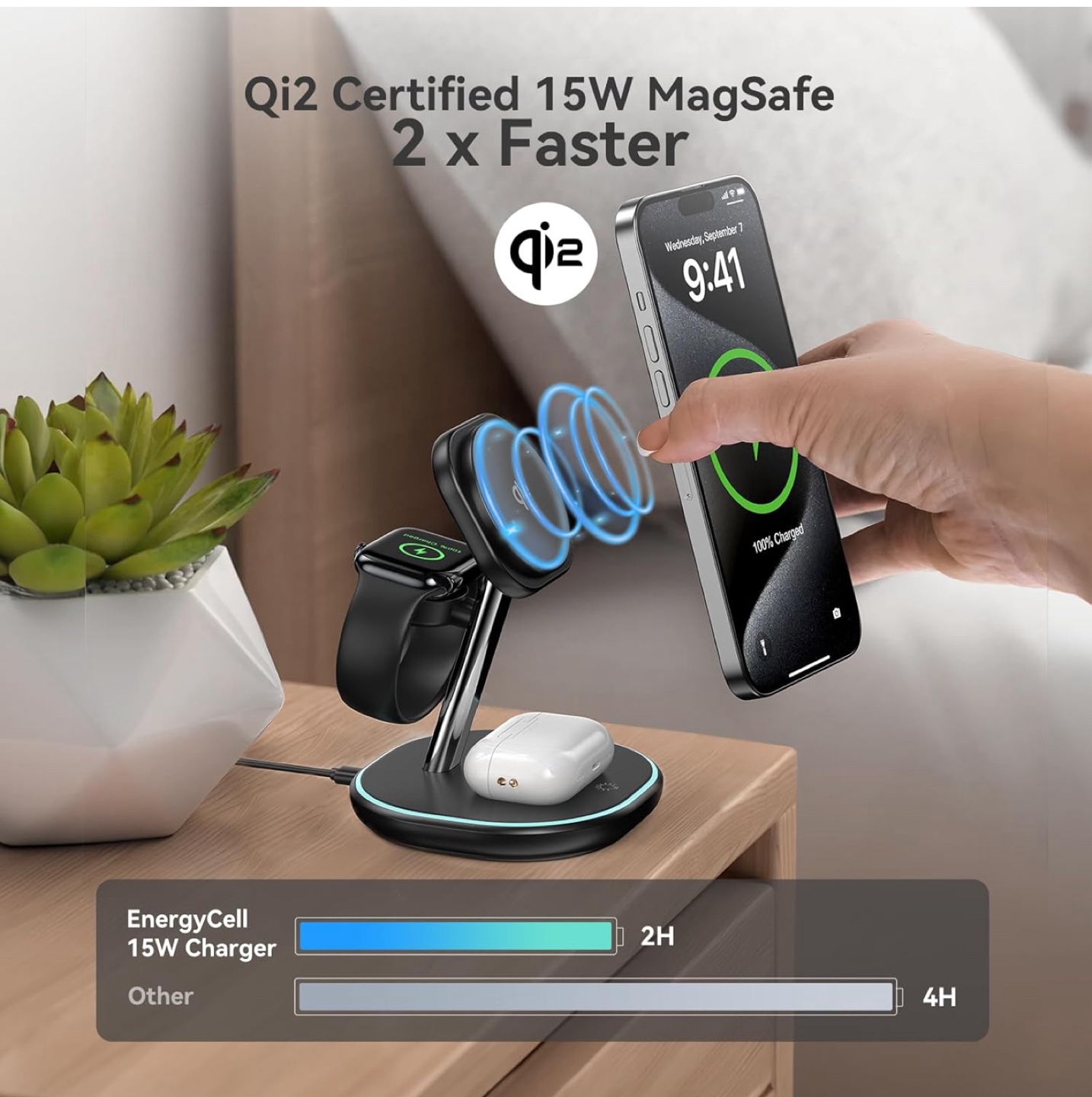 EnergyCell Qi2 3-in-1 Wireless Charging Station - photo 2