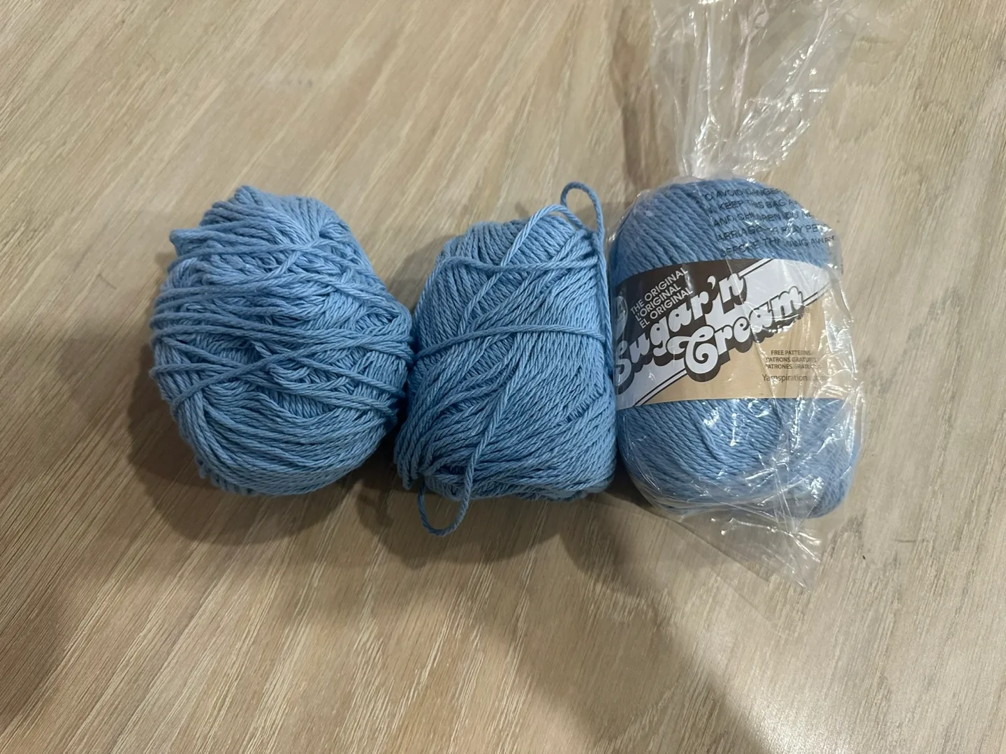 Three Balls of Sugar'n Cream Yarn - Blue thumbnail