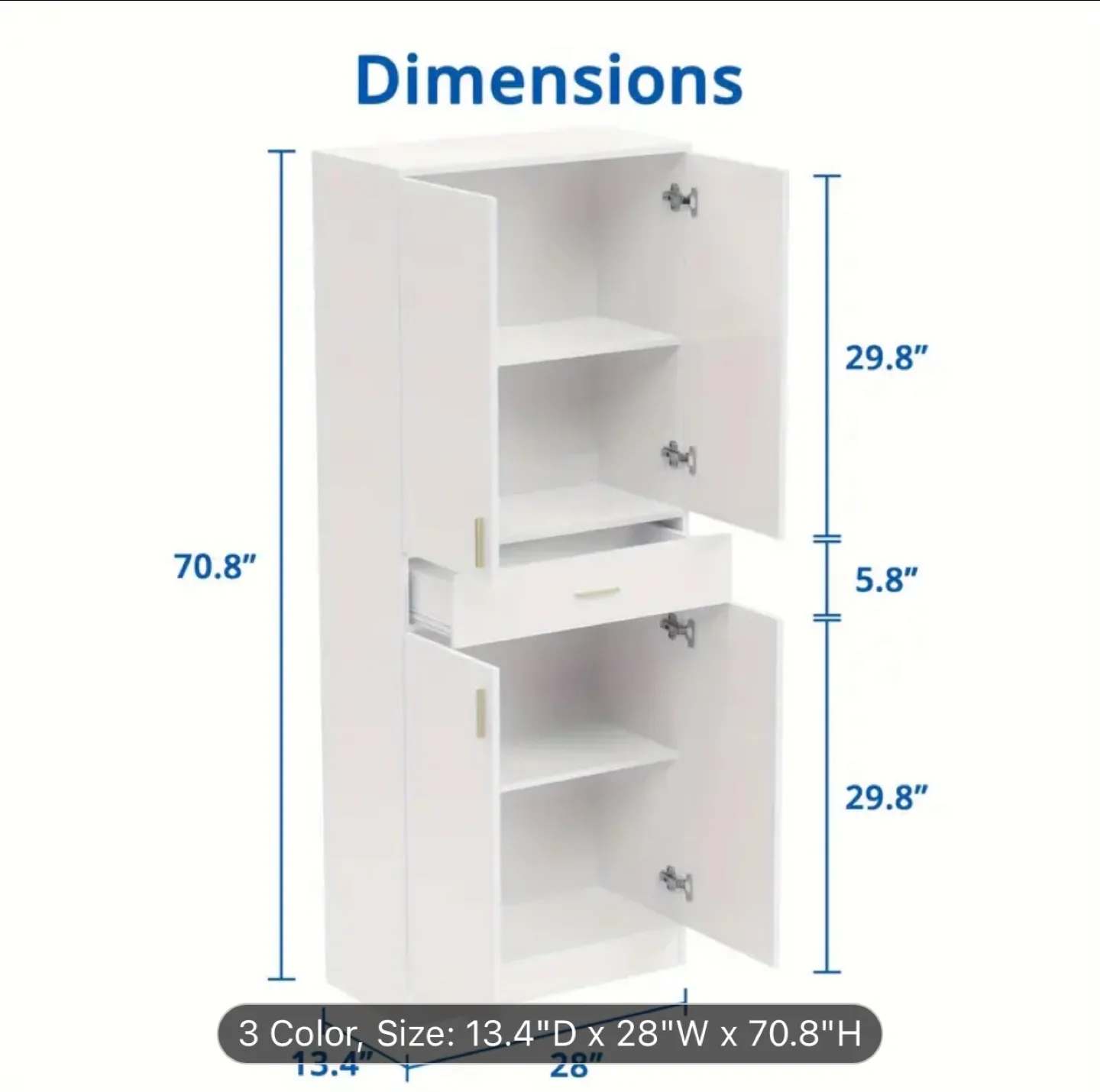 Tall Storage Cabinet - Black - 70.8"H x 28"W x 13.4"D image indicator(2)