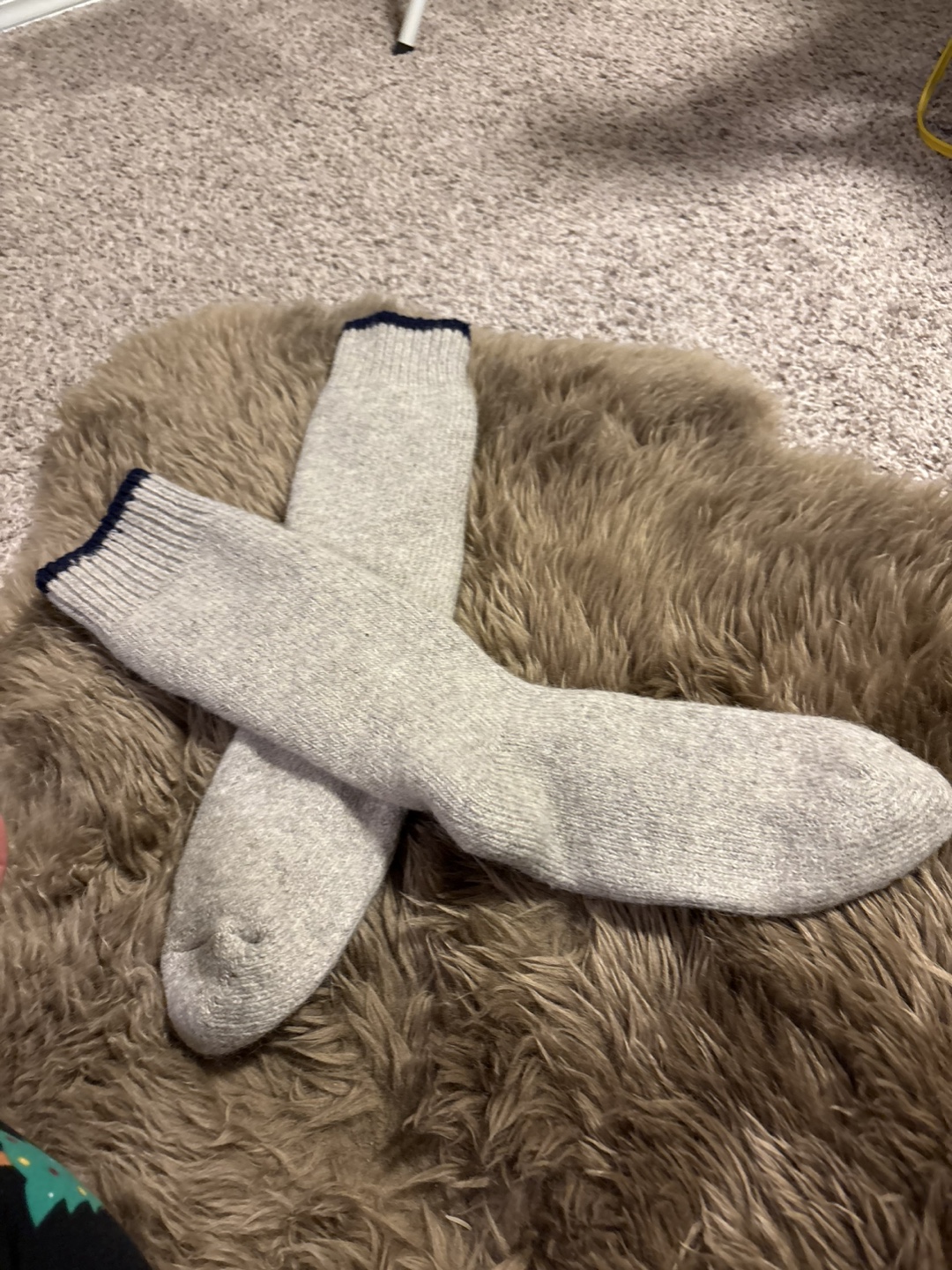 Warm Wool Socks - Grey with Navy Trim