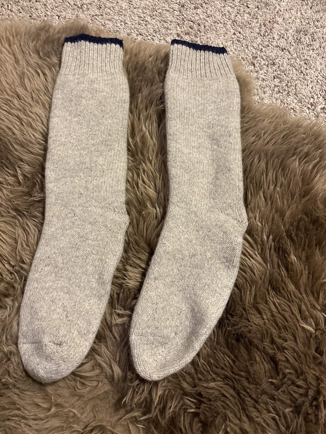 Warm Wool Socks - Grey with Navy Trim - photo 3