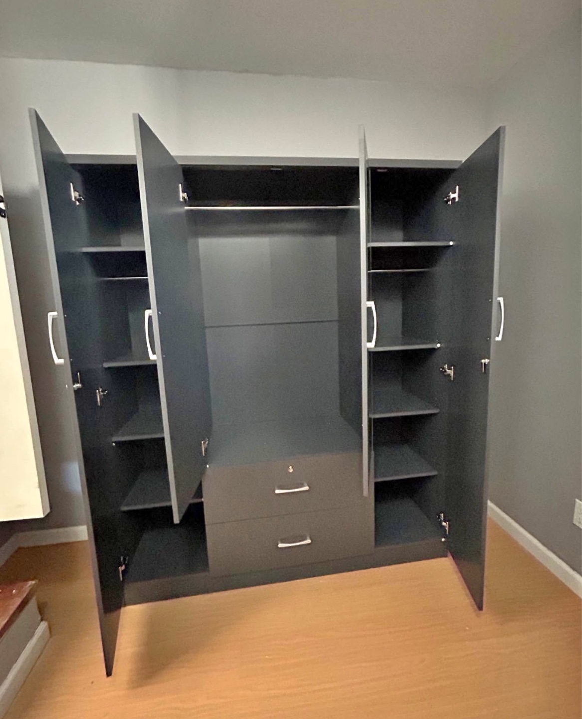 4-Door Wardrobe with Mirrored Doors and Drawers - photo 3