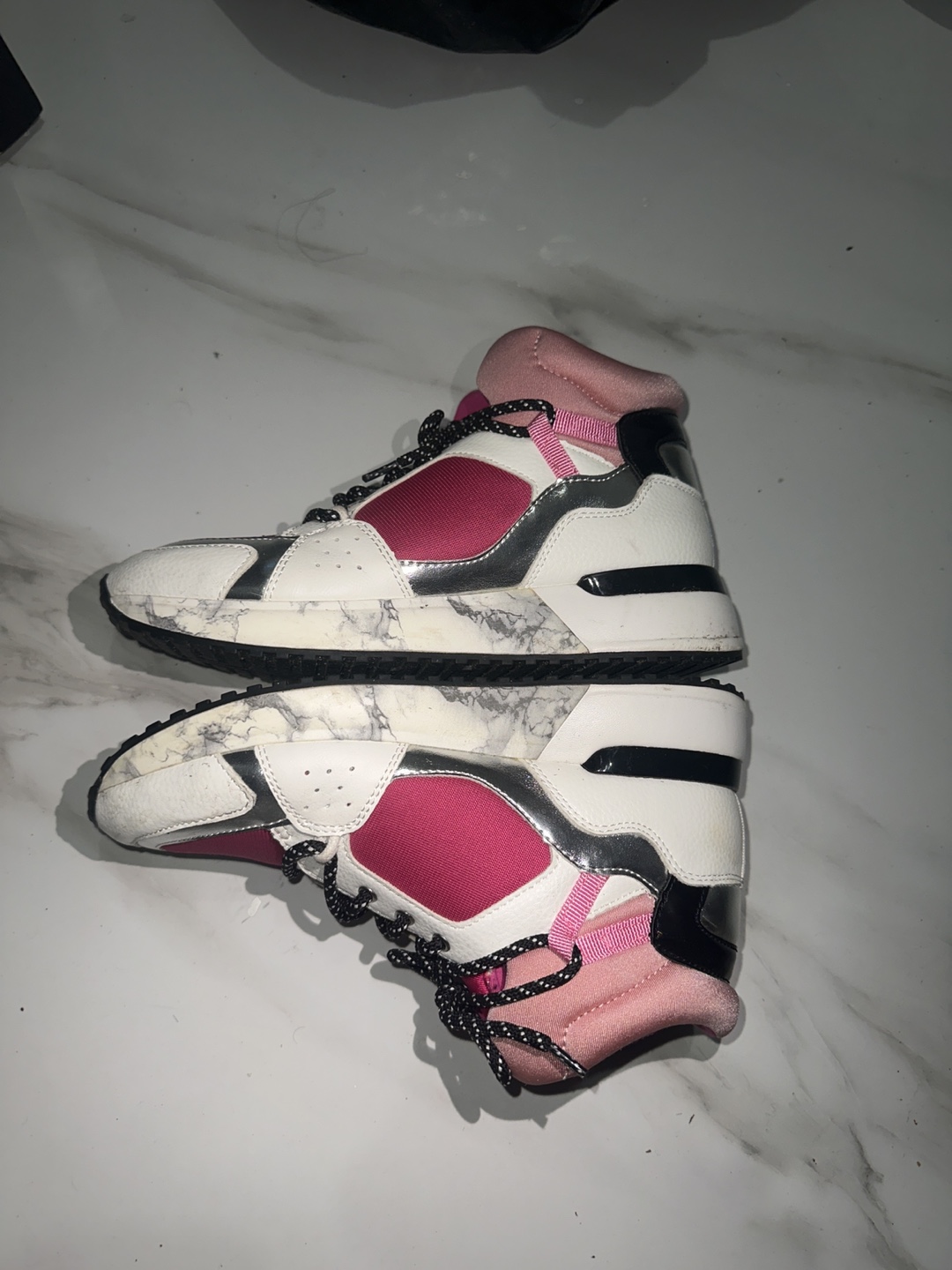 Pink and White Aldo High-Top Sneakers