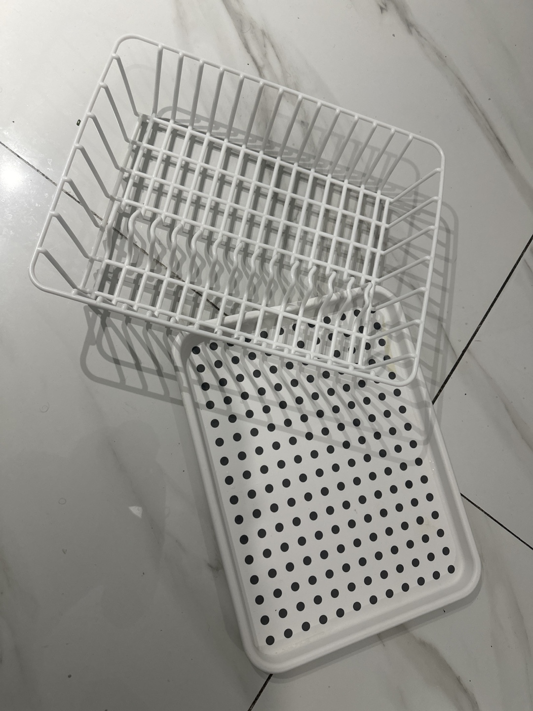 White Dish Drying Rack with Tray - photo 2